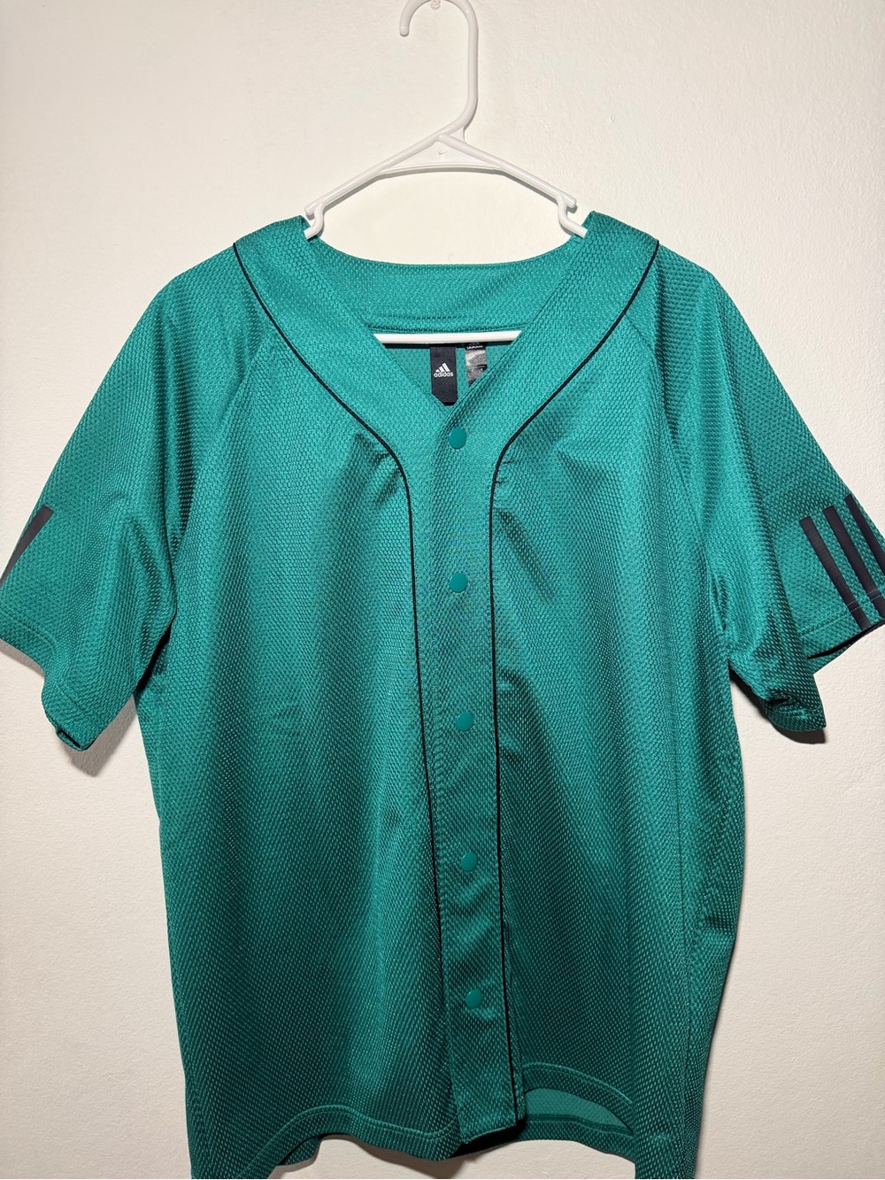 adidas Men’s Teal Button-Front Baseball Jersey